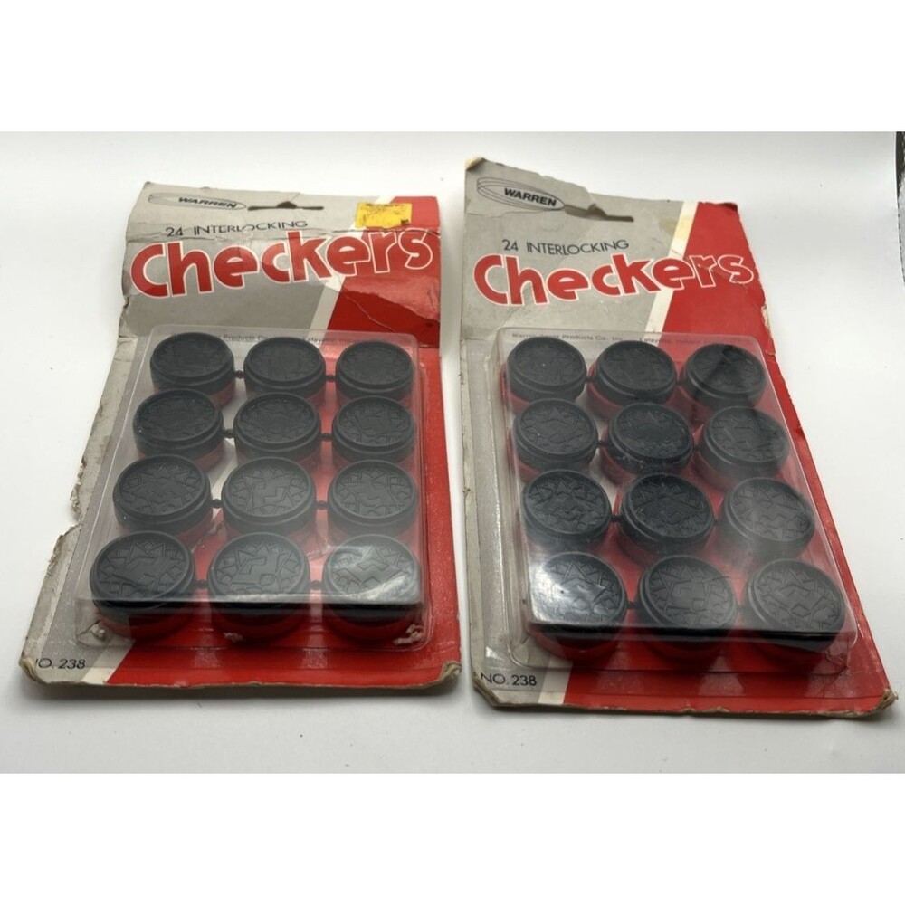 2-Vintage Warren  Set of 24 Interlocking Checkers Brand New in Package, No 238